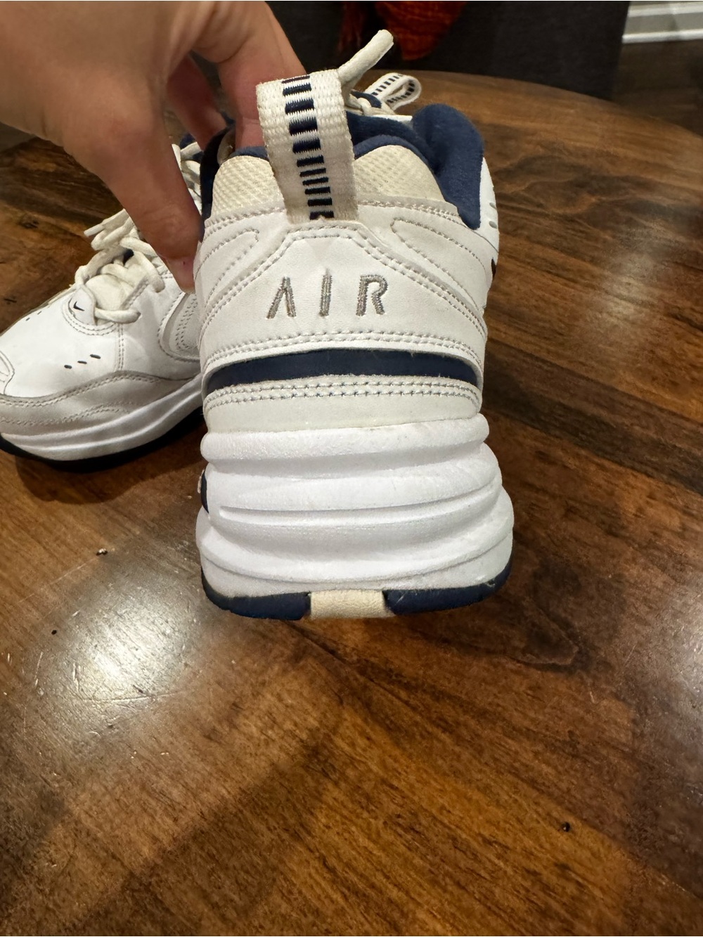 Nike Monarch White and Navy Men's Air Cross-Trainer Sneakers - Picture 4 of 7
